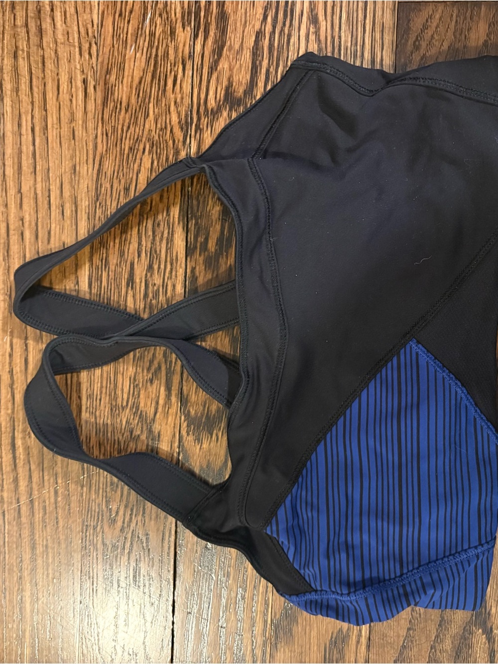 lululemon athletica Black and Blue Striped Sports Bra